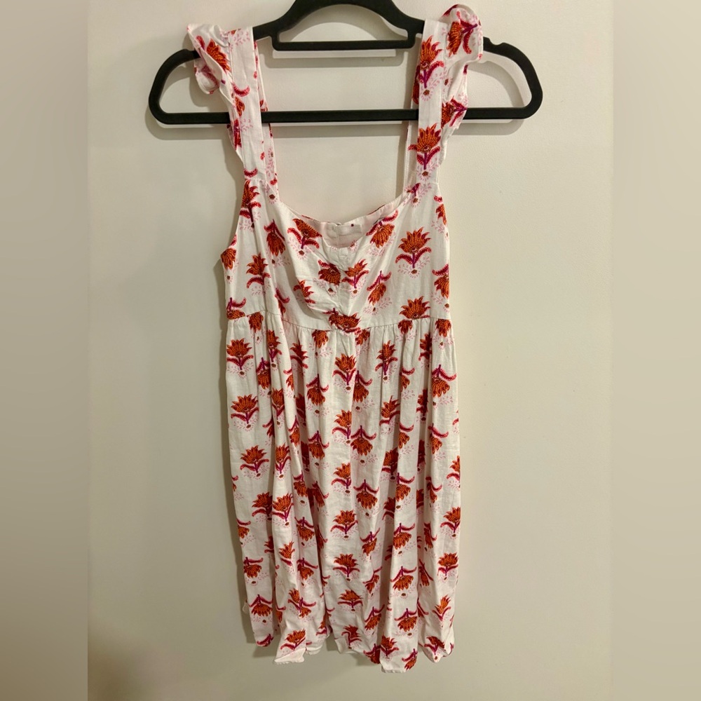 J. Crew linen blend ruffle strap dress